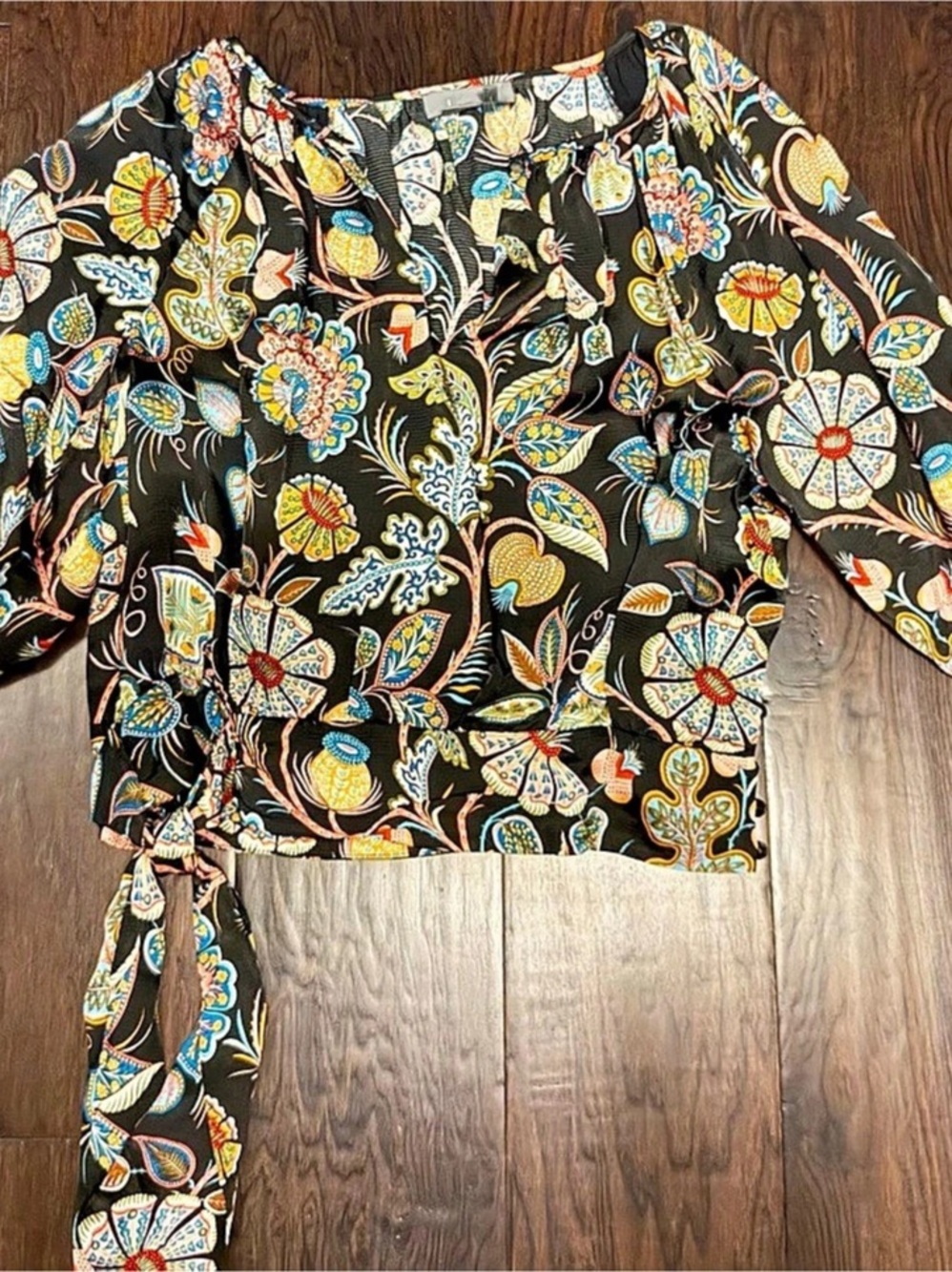 Anthropologie Paisley Blouse in Black & Multicolor Size Medium NWT